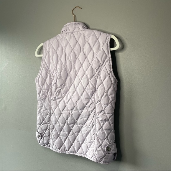 [xs] Eddie Bauer Goose Down Embroidered Lavender Purple Spring Puffer Vest - Picture 5 of 13